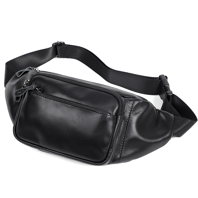 Men Waist Pack Genuine Leather Bag Waist Belt Bag Leather Fanny Pack For Men  Fashion Mini Phone Bag Male Shoulder Bags