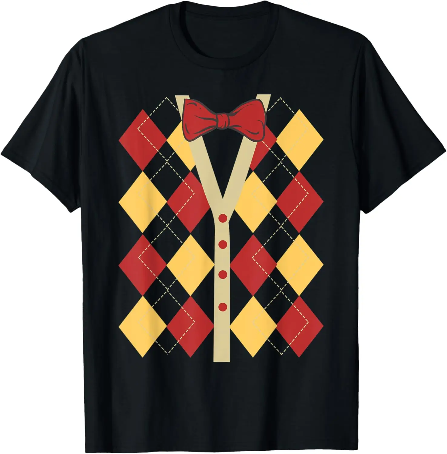 

Old Man Costume 100 Days of School Argyle Pattern Gift T-Shirt