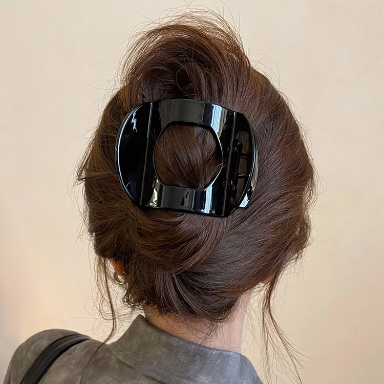 Neue flache Haarspangen: Koreanische Haaraccessoires aus Acetat für Damen – Löffel-Krabben-Haarspange, Leoparden-Haarspange, schlichte Kopfbedeckung – Detail 11