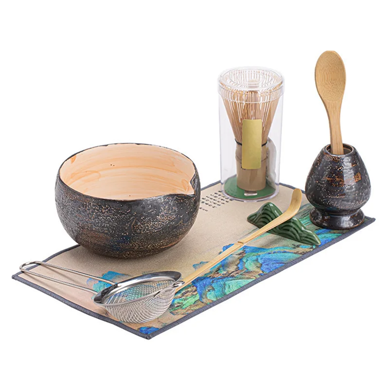 

MAKE-Home Tea-Making Tools Vintage Japanese Power Yin Matcha Set Bamboo Whisk Teaspoon Bowl Traditional Tea Sets