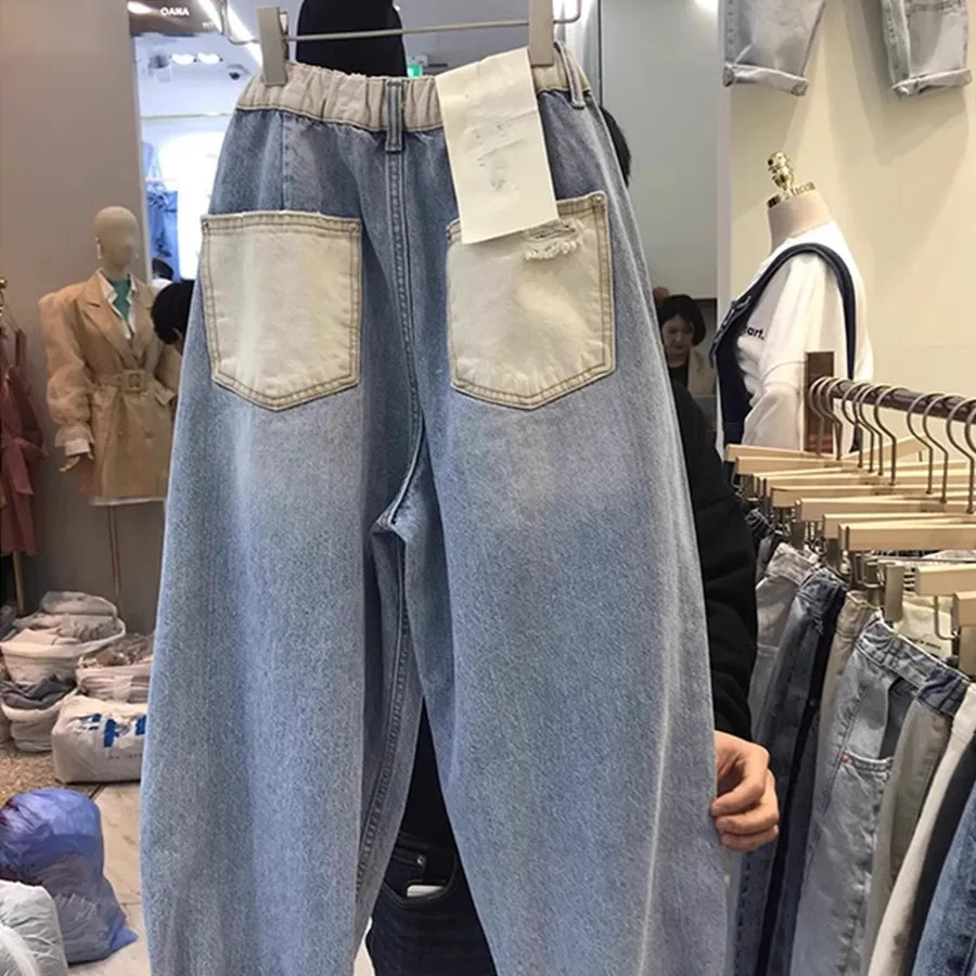 

High Waist Loose Fit Color Blo Denim Jeans Women's Autumn Winter Harem Pants Dad Jeans plus Size Slimming Effect