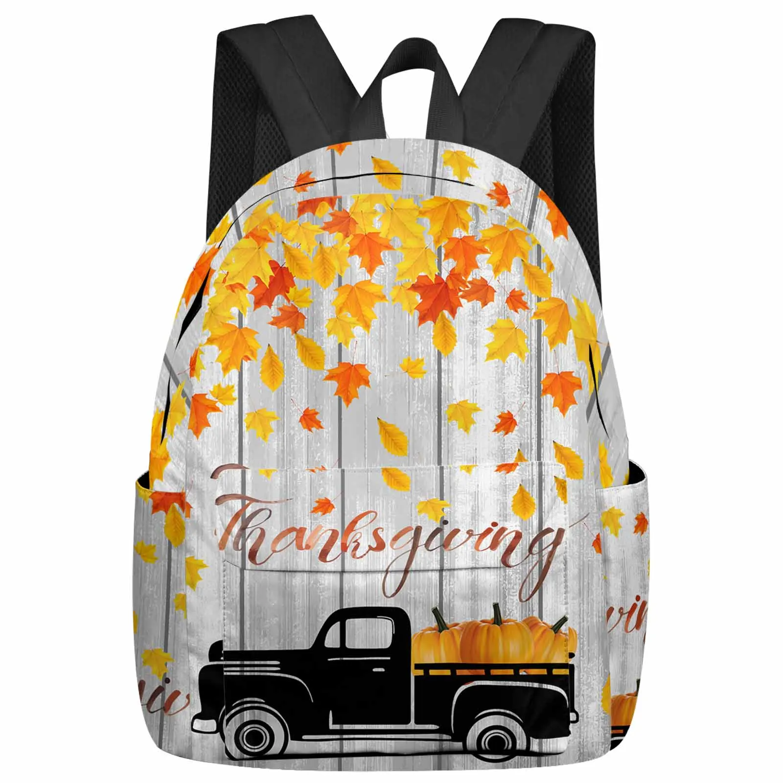 Car Pumpkin Leaves Backpacks Custom Student School Bags Laptop Backpack Men Women Female Travel Mochila