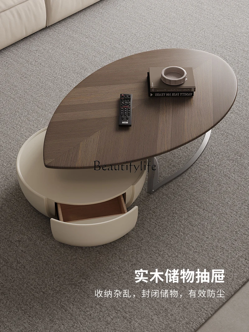 Italian Minimalist Small Apartment Living Room Retro Coffee Table Minimalist Modern Leaf-Shaped Combination Tea Table