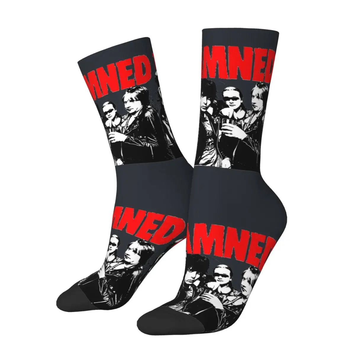 Happy Funny THE DAMNED 1977 Men's Socks Retro The Damned Street Style Novelty Pattern Crew Sock Gift Printed official-website