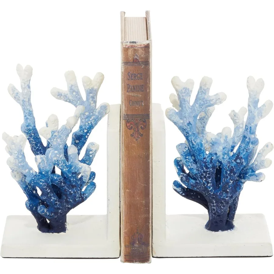 مجموعة الدفتين المزخرفة بالمرجان المعدني مكونة من قطعتين مع لمسة نهائية متدرجة وقاعدة غير قابلة للانزلاق مثالية للمكتب والمكتبات المنزلية 4 وات × 7 ساعات أزرق S