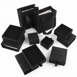 1PCS Black Craft Paper Drawer DIY Jewelry Box Ring Earring Necklace Bracelet Gift Packaging Boxes for Wedding Birthday Party