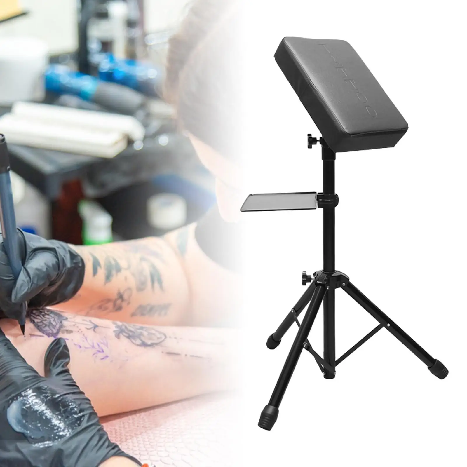 1X Salon Armrest Stand Body Art Armrest Stand Tripod with Tray Tripod Arm Pad for Salon Beauty Body Art （72cm-110cm）