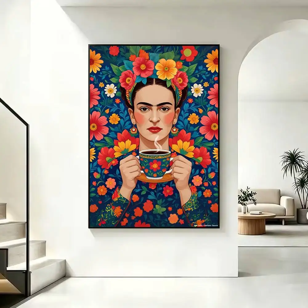 Frida Kahlo_1 Poster Waterproof Wall Art Sticker For Bar Living Room Vintage Decor High Quality Print Gift