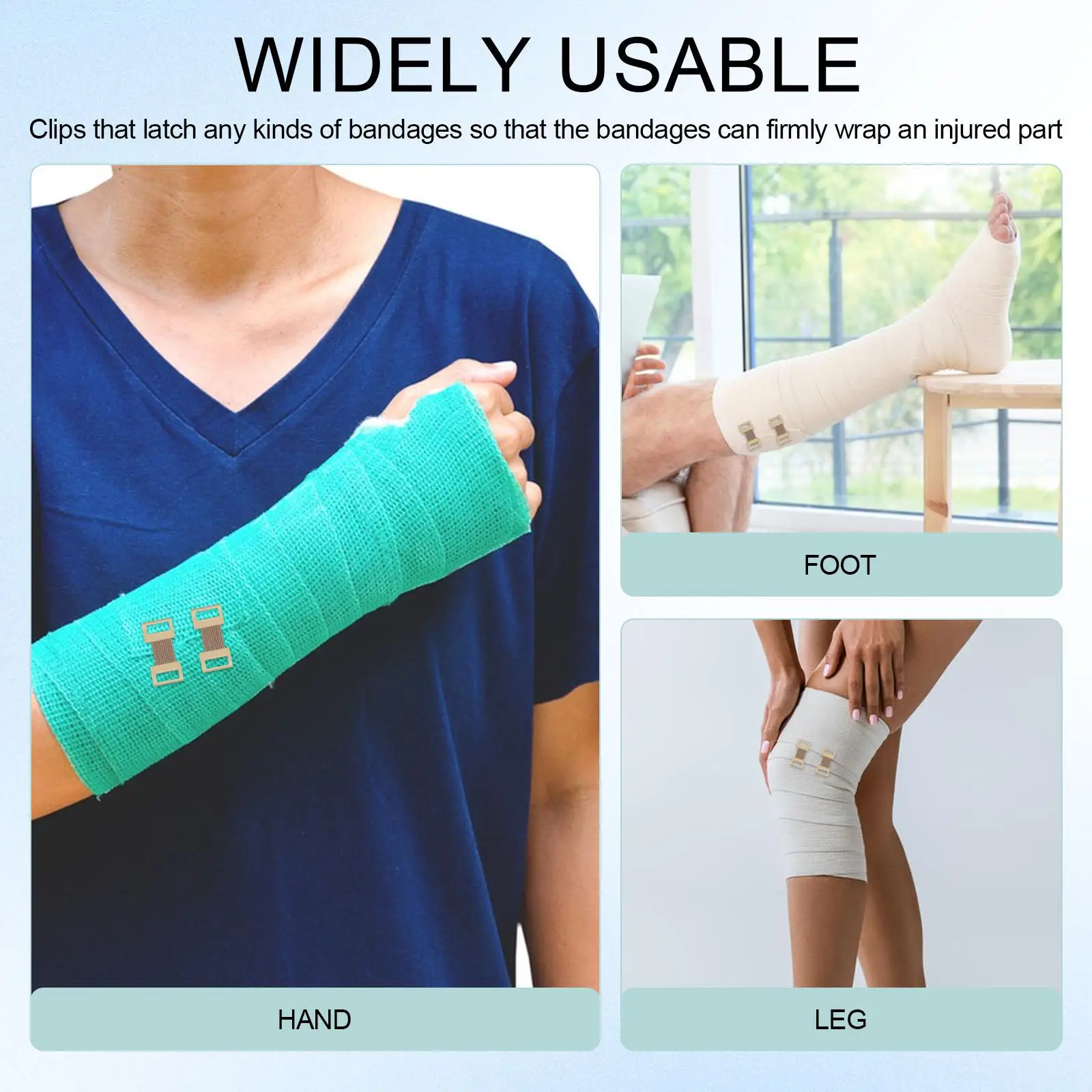 50pcs 알루미늄 버클 붕대 클립 스트레치 그립 걸쇠 압축 고정 재사용 가능한 랩 건강 관리 염좌