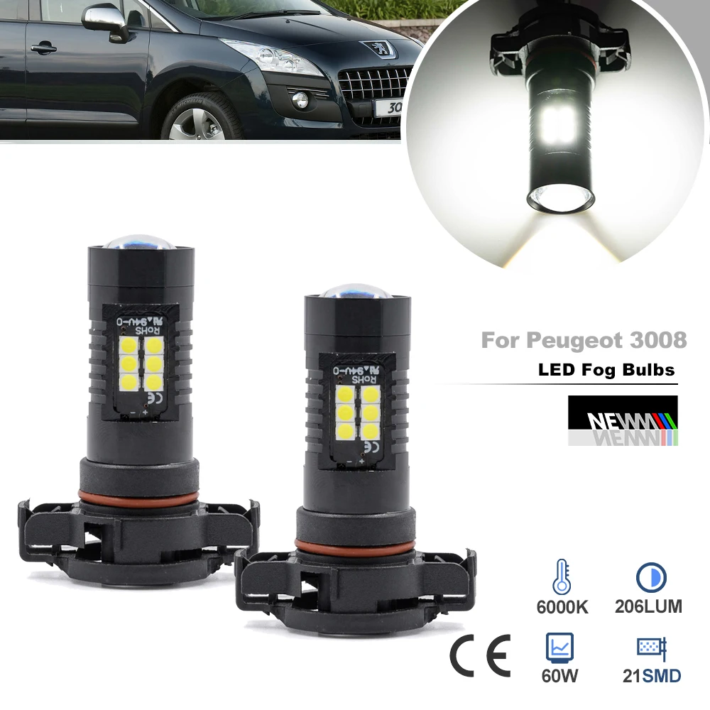 For Peugeot 3008 2008 208 207 Citroen C4 Cactus C3 PSX24 PSX24 LED Fog Lamp Bulbs Canbus Headlamp Driving Lights Parking Lamp