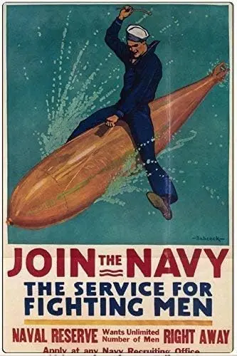 Y1,Warning Sign Vintage War Posters: Join The Navy Metal Wall Plaque Tin es