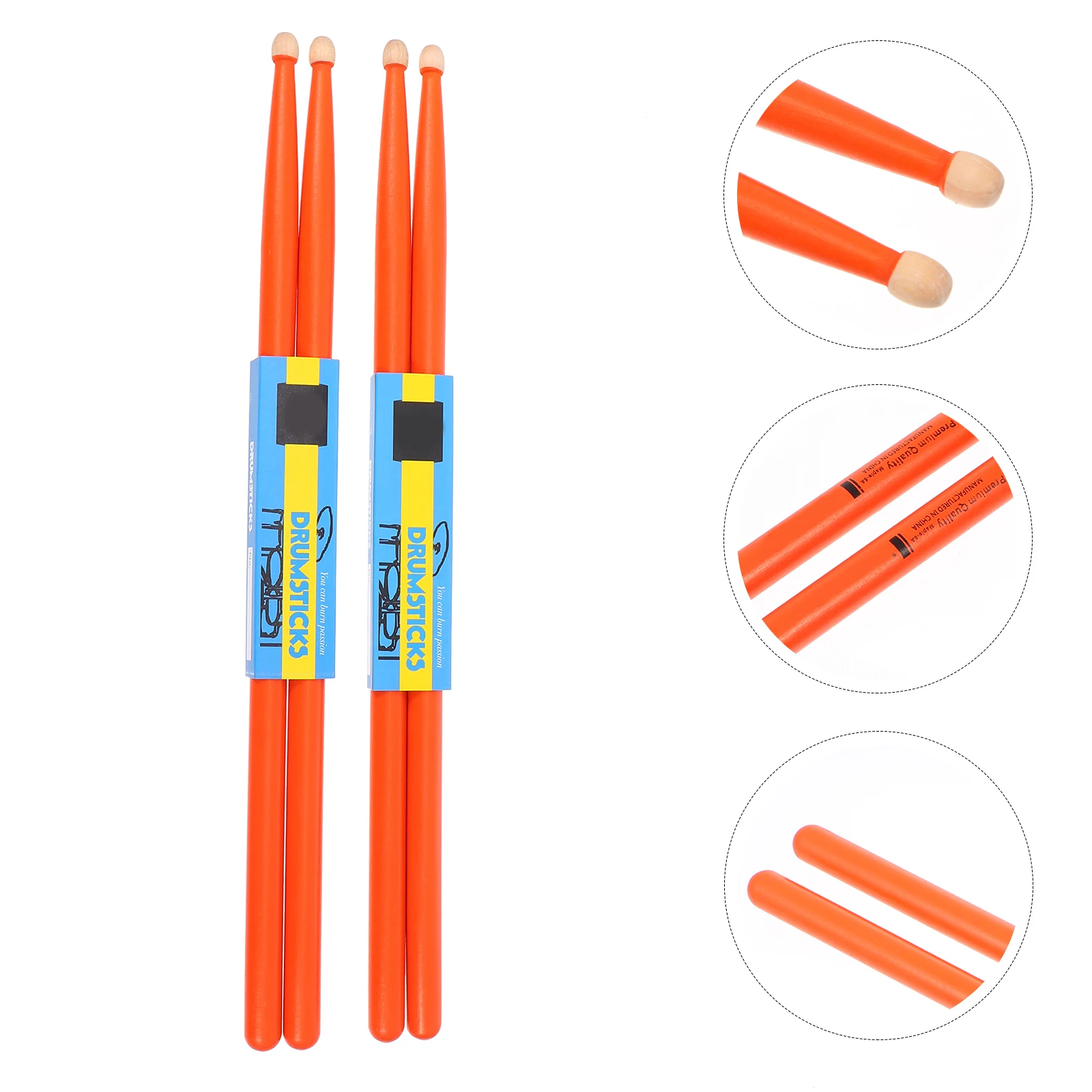 

2Pairs Maple Drumsticks Delicate Texture Good Gravity Practice Better Various Musical Styles Drum Accessories Drum Stick
