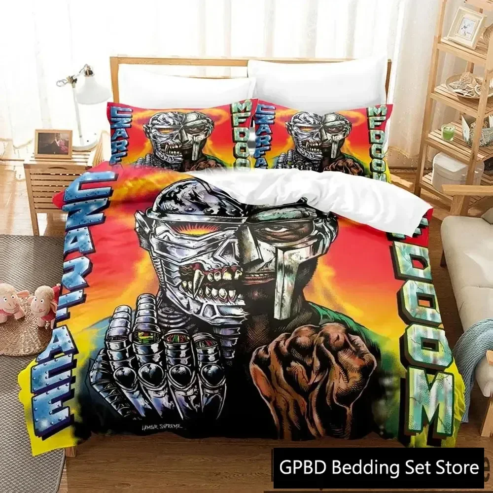 

3D Print MF DOOM Bedding Set Duvet Cover Bed Set Quilt Cover Pillowcase Comforter king Queen Size Boys Adult Bedding Set