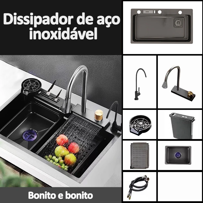 أناقة pia de cozinha em aço inoxidadevel 75X45X20 سم #2