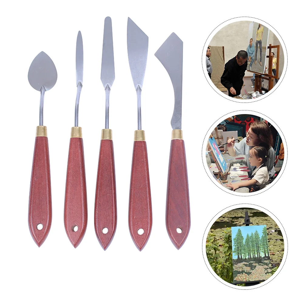 

1 set of Oil Painting Shovels with Wood Handle Spatula Painting Spatula Oil Painting Spatula Color Mixing Tool