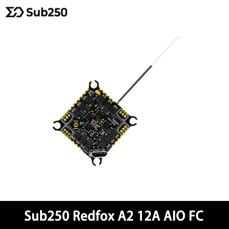 Sub250 Redfox A2 12A AIO FC - Integrated ESC & ELRS 2.4G RX for Nanofly20 2S/Micro Quadcopter, with Antenna & XT30 Cable