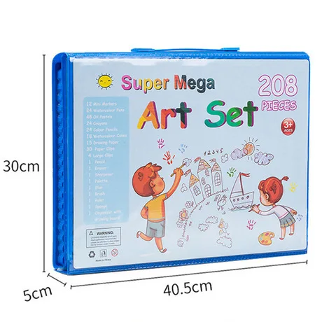 Kids Art Supplies 208 Pcs Double Sided Trifold Easel Painting Art Set Drawing Kits With Sketch Pad Coloring Book For Kids Girls