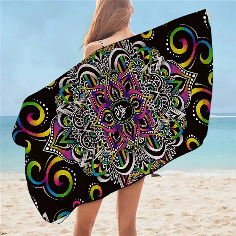 Toalla de baño de calavera colorida para niños y adultos, toalla de playa de microfibra con calavera de azúcar, Mandala de galaxia, toallas de ducha, manta gótica de verano