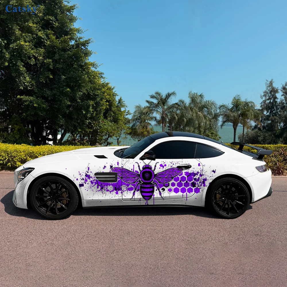 

Colorful Bee Hexagon Car Vinyl Wraps Decal Self-adhesive PVC Sticker Suitable for Trucks SUV Decoration Auto Accessories Gift