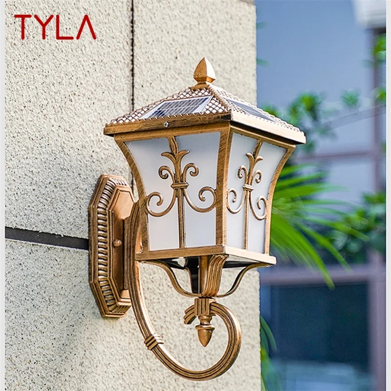 

TYLA Retro Outdoor Solar Wall Sconces Light LED Waterproof IP65 Classical Lamp for Home Porch