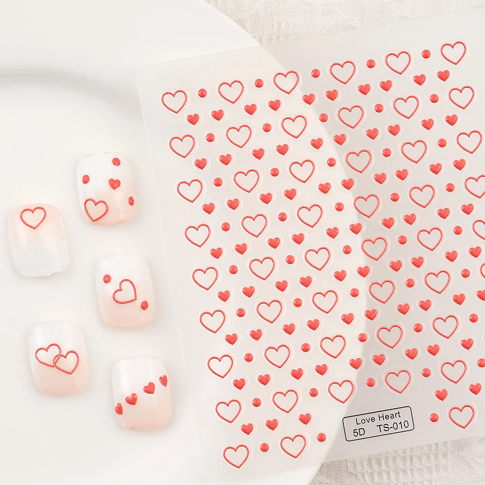 Pegatinas de uñas en relieve de amor blanco y negro 5D, decoración de Arte de uñas, pegatinas florales coloridas, prensa en las uñas, calcomanías de uñas de mariposa