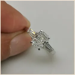 2ct Redeen Cut 3stones D color CVD Lab-grown Diamond Ring for Women's Ring 18K gold  Wedding Bridal jewelry Fashion jewelry