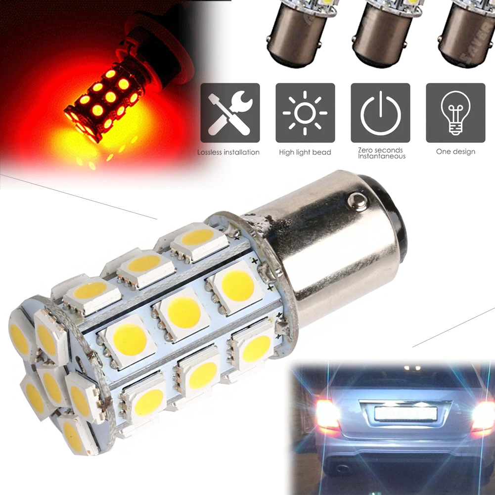 For Car Boats Universal Red Cabin Marine Boat LED Interior 27-SMD BA15D AC/DC12-24V Lights Bulbs Lighting Replacement Bulb