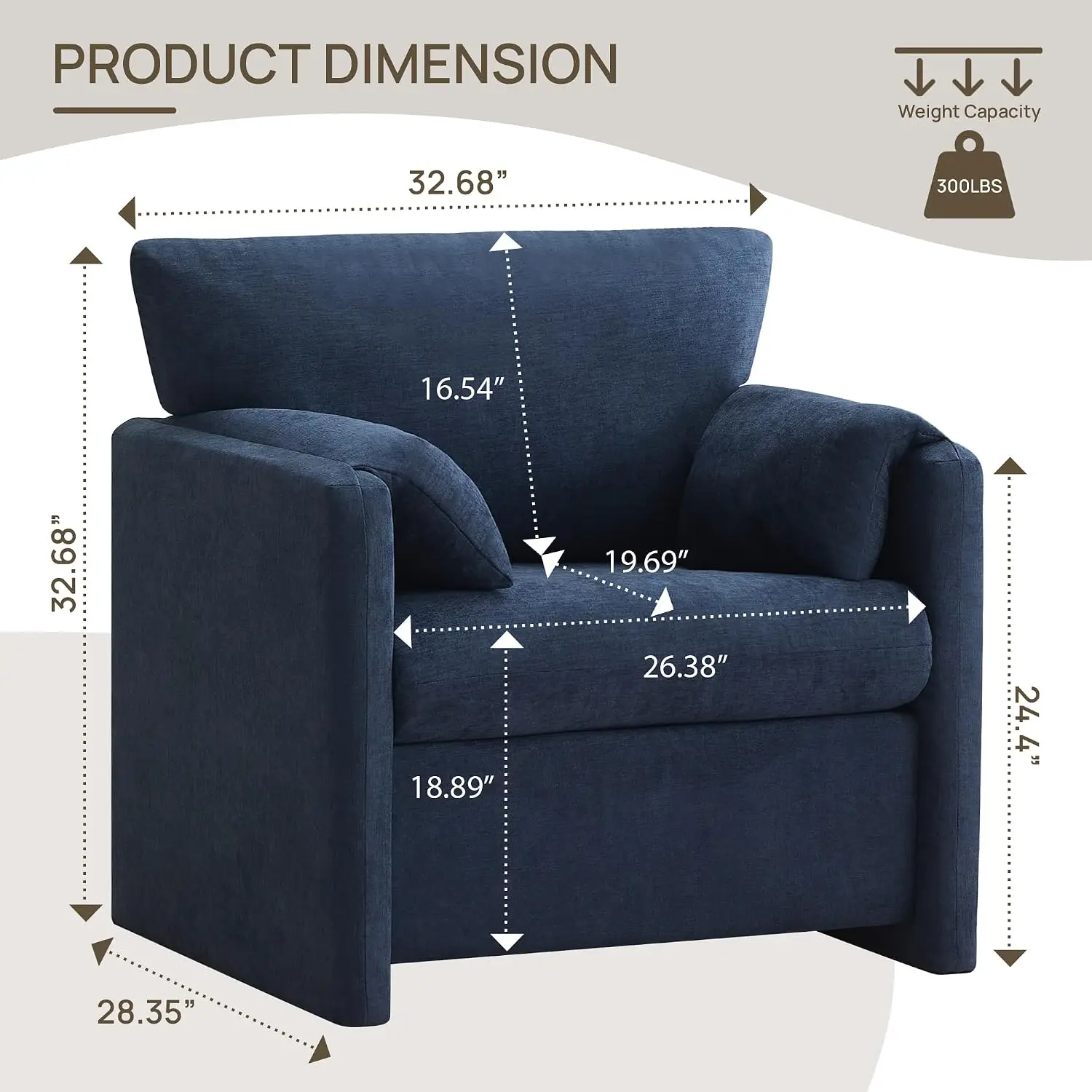 Oversized Accent Chair Set of 2, Comfy Reading Chair for Living Room Bedroom, Customized