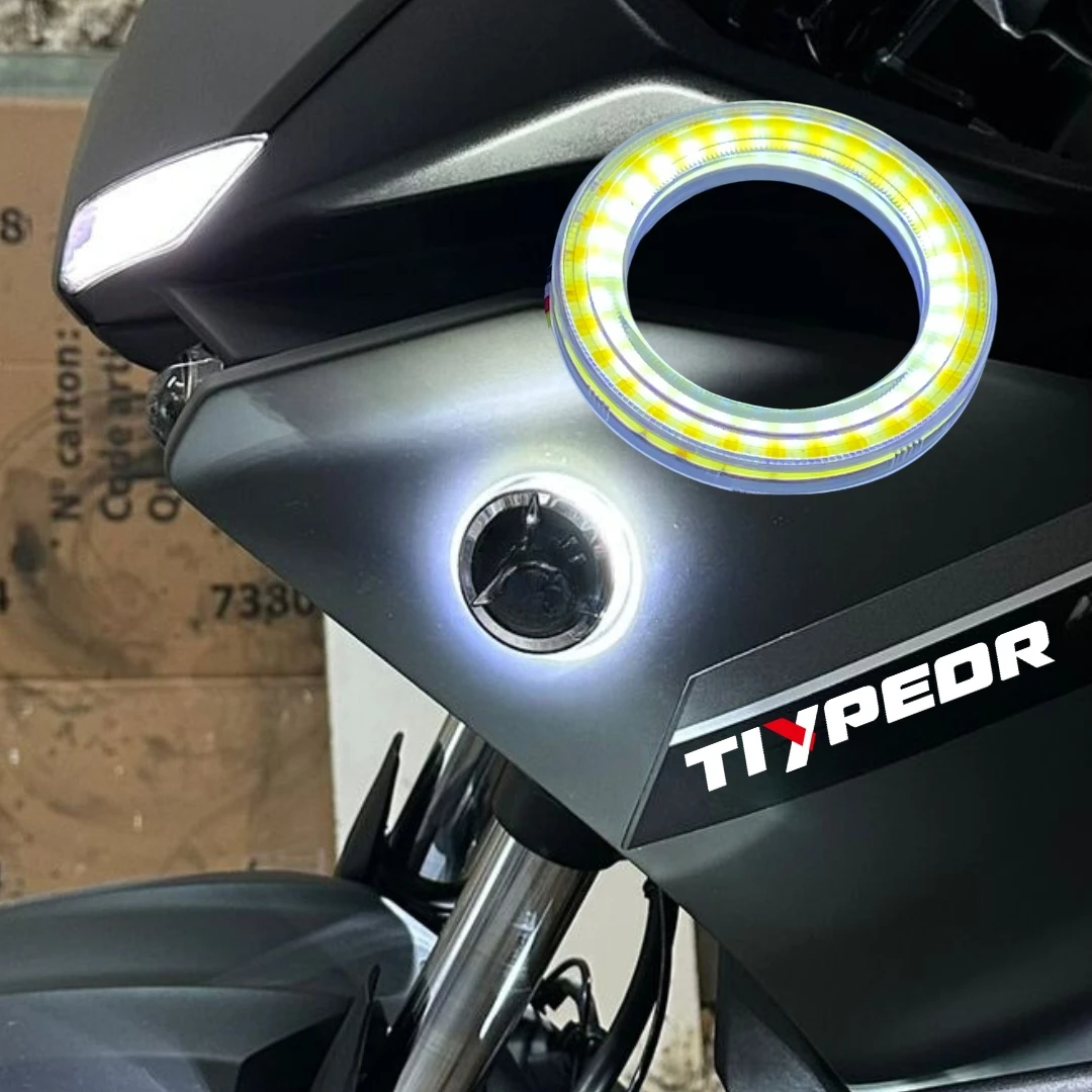 TIYPEOR 50mm Logo LED for YAMAHA LED Angel Eyes Motorcycle Lights COB Circle Waterproof White/Yellow Ring Light Logo Backlight