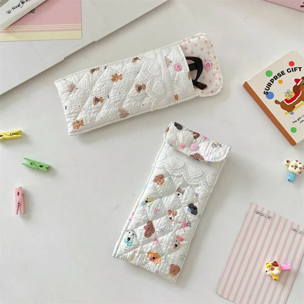 

Korean Style Cotton Glasses Storage Bag Sweet Lace Heart Cute Pencil Case Sunglasses Pouch Multi-Functional