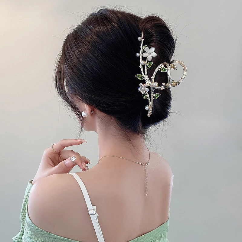 

〔CC〕|New Flower Branch Hair Accessories For Women Hair Clips With Rhinestone Oil Drops And Metal Hair Clips〔88〕