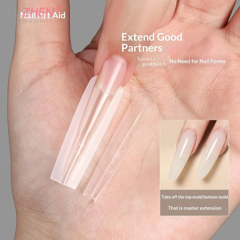 180/240 Stück Sandwich Dual Nail Forms Elliptisches Trapez Transparente Extensions-Dual Forms Oben Unten Form Lange DIY Nail Art Formen