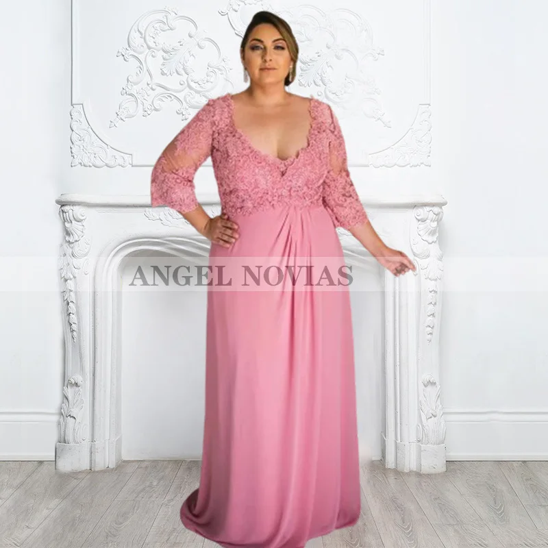 

Long Plus Size Mother of the Bride Dress A-line Wedding Guest Dresses Evening Gown vestidos mama de la novia elegantes