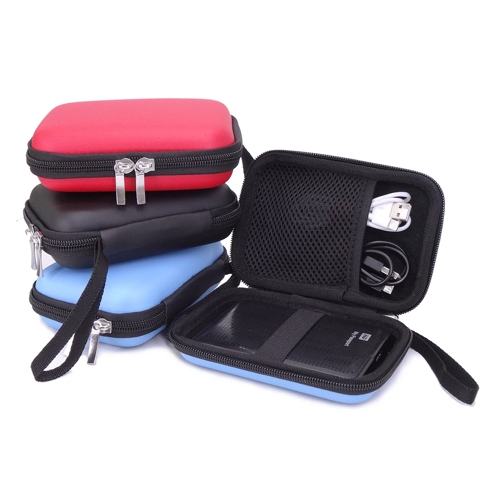 External Hard Drive Case EVA Hard Shell Shockproof Waterproof Storage Bag Pouch for 2.5 Inch HDD SSD Power Bank Cable Organizer