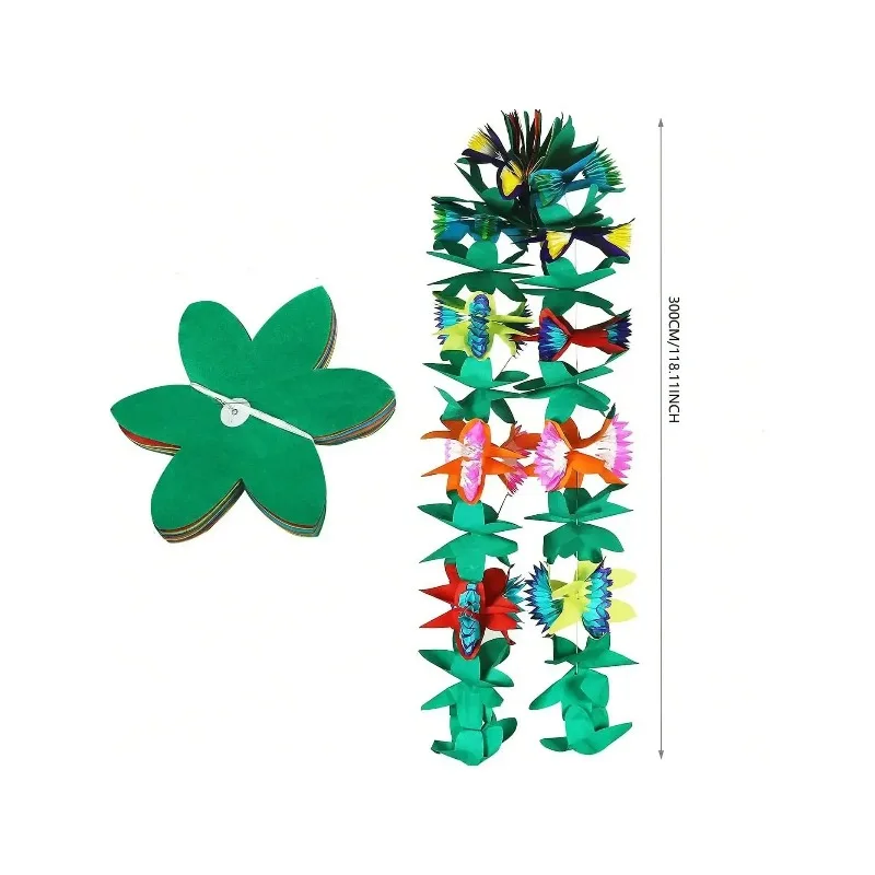 5PCS/SET 3M Colorful Wreaths and Ribbons Decorate Hawaii Tiki Bar Tropical Party Supplies Decor Tropical Island Beach Supplies