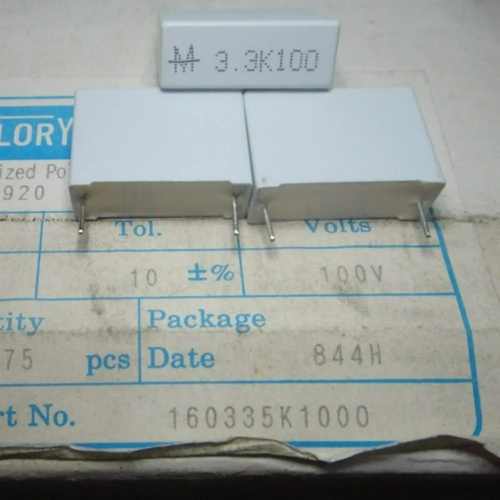 

10PCS 3.3uF/100V 3u3f 335 New 22mm Film Capacitor