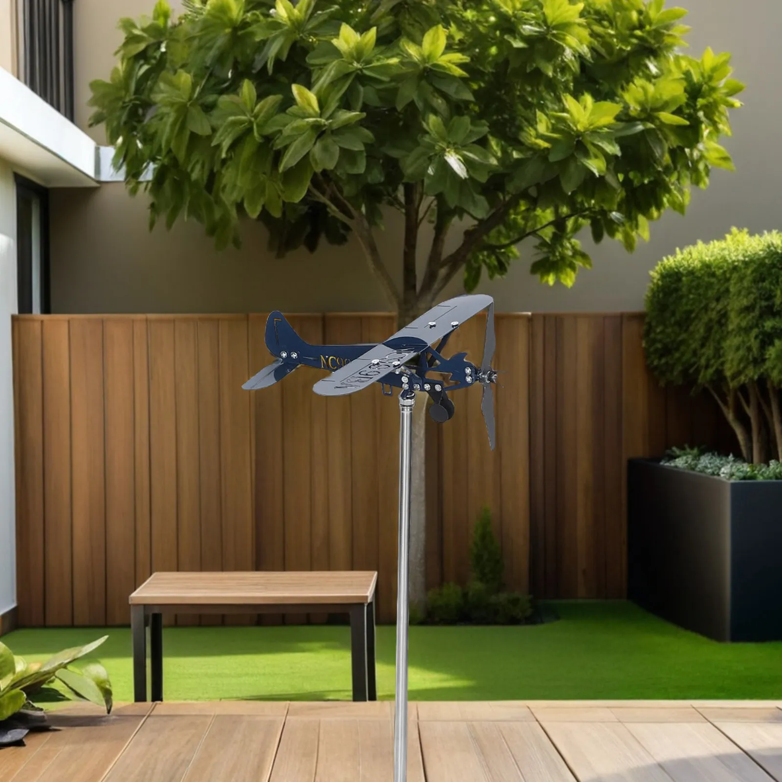 Metal Airplane Wind Spinner Iron Aircraft Windmill Decorative Metal Windmill for Garden Yard Patio Outdoor Wind Spinners