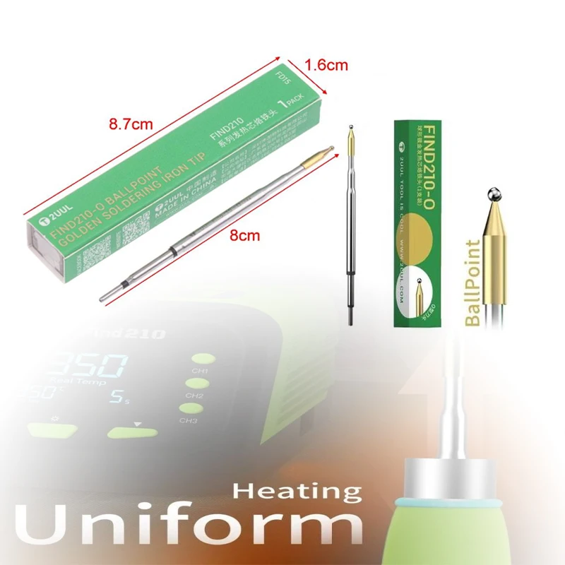 2UUL FIND C210 O BallPoint Head Gold-Plated Soldering Iron Tips 018 020 002 Welding Set For Electronic Phones BGA CPU Repair Kit
