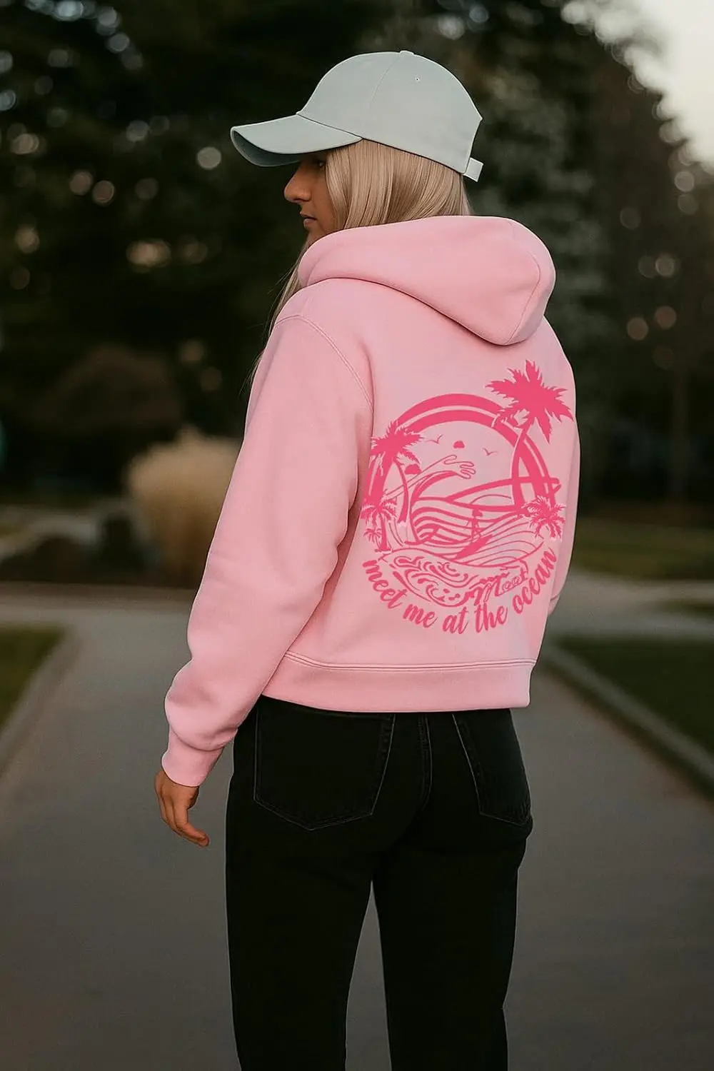 Palm Graphic Hoodies for Women Aesthetic Y2k Sweatshirts Preppy Outfit