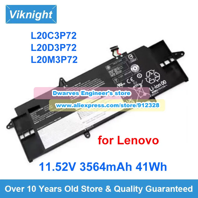 Replacement L20C3P72 Battery L20D3P72 L20M3P72 for Lenovo ThinkPad X13 Gen 2 Laptop Battery 11.52V 3564mAh 41Wh