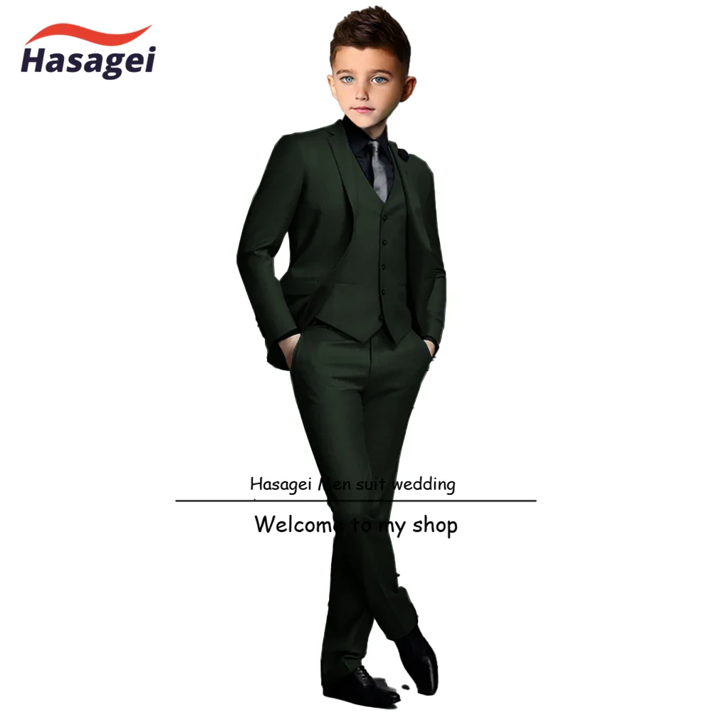 White Boys Suit Formal 3-piece Jacket Pants Vest 2-16 Years Old Stage Graduation Outfit Kids Wedding Tuxedo