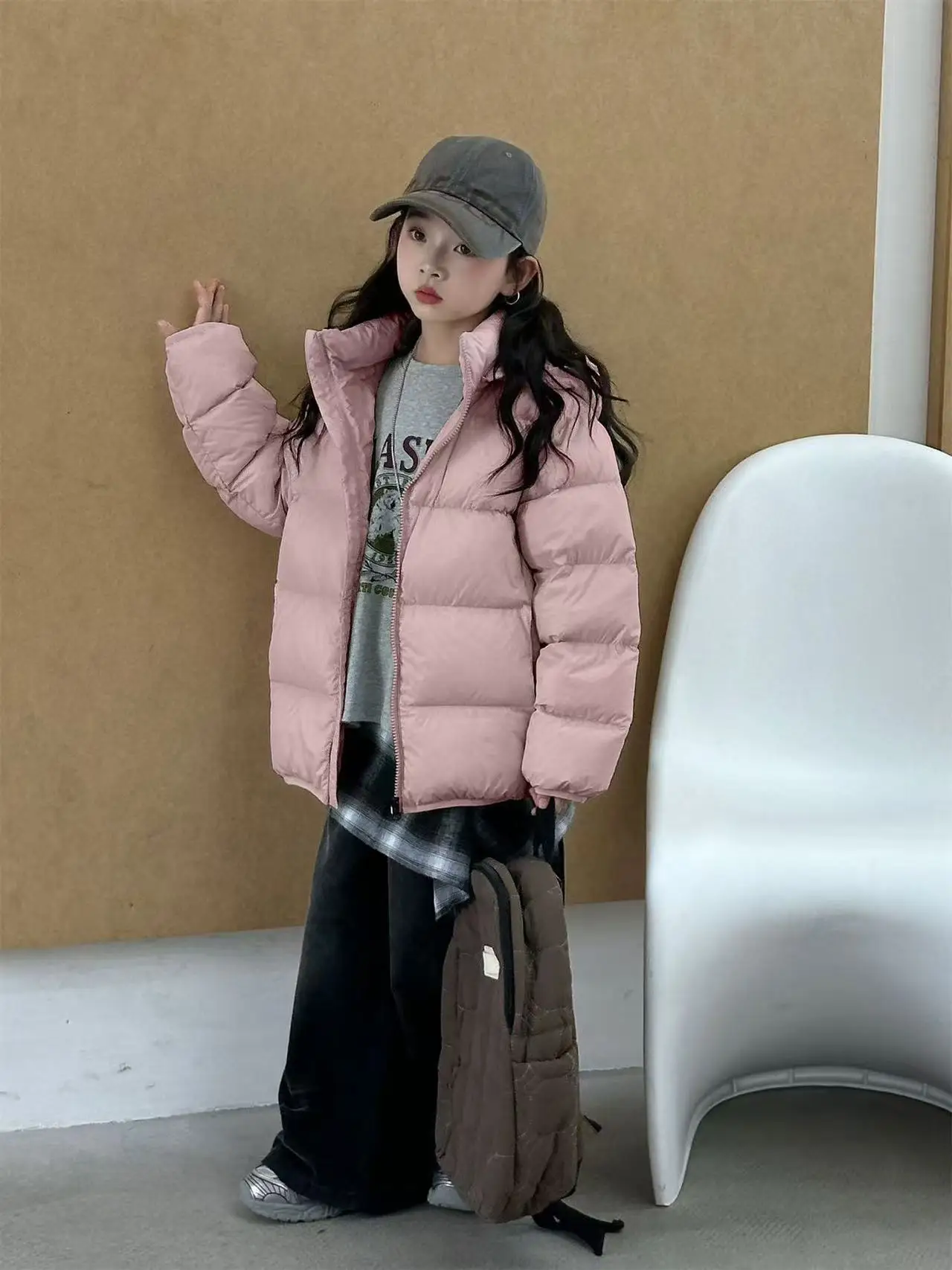 

AutumnWinter Children's Short Down Jacket White Duck Down Boys Girl in Large Children Lightweight Leisure Hooded Jacket Kids Top