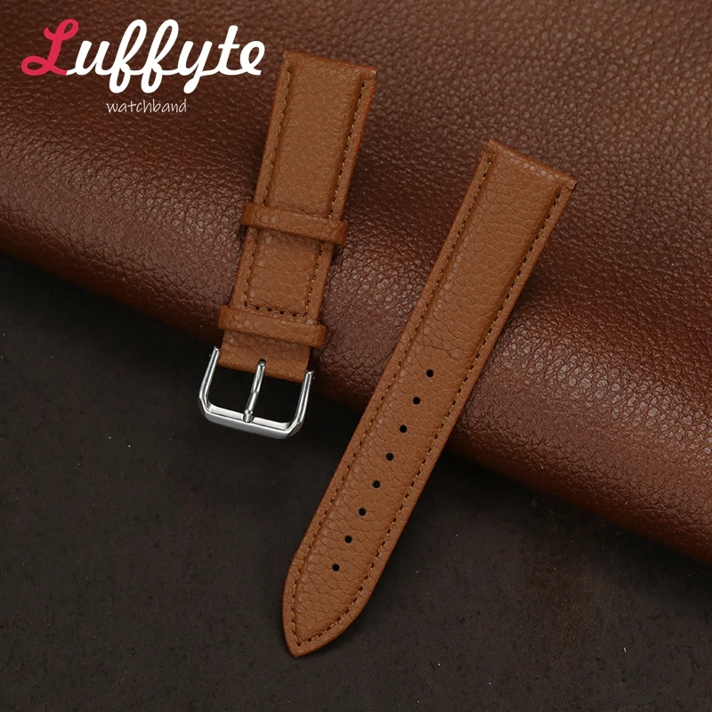 

Women Women Soft Litchi Patterned Leather Watch Strap 12mm 14mm 16mm 18mm 20mm 22mm Wrist Bracelets Casual Watchband Accessories