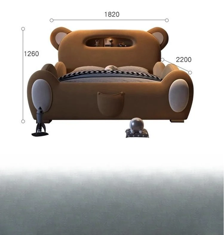 Factory Direct 2026 Children's girl boy princess light luxury modern simple bedroom fabric  cartoon cute bear leather wood