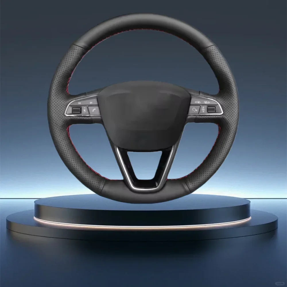 

Сшитый вручную черный автомобильный чехол на руль для Leon 5F Mk3 2013-2019 Ibiza 6J Tarraco Arona Ateca Alhambra, автомобильные аксессуары