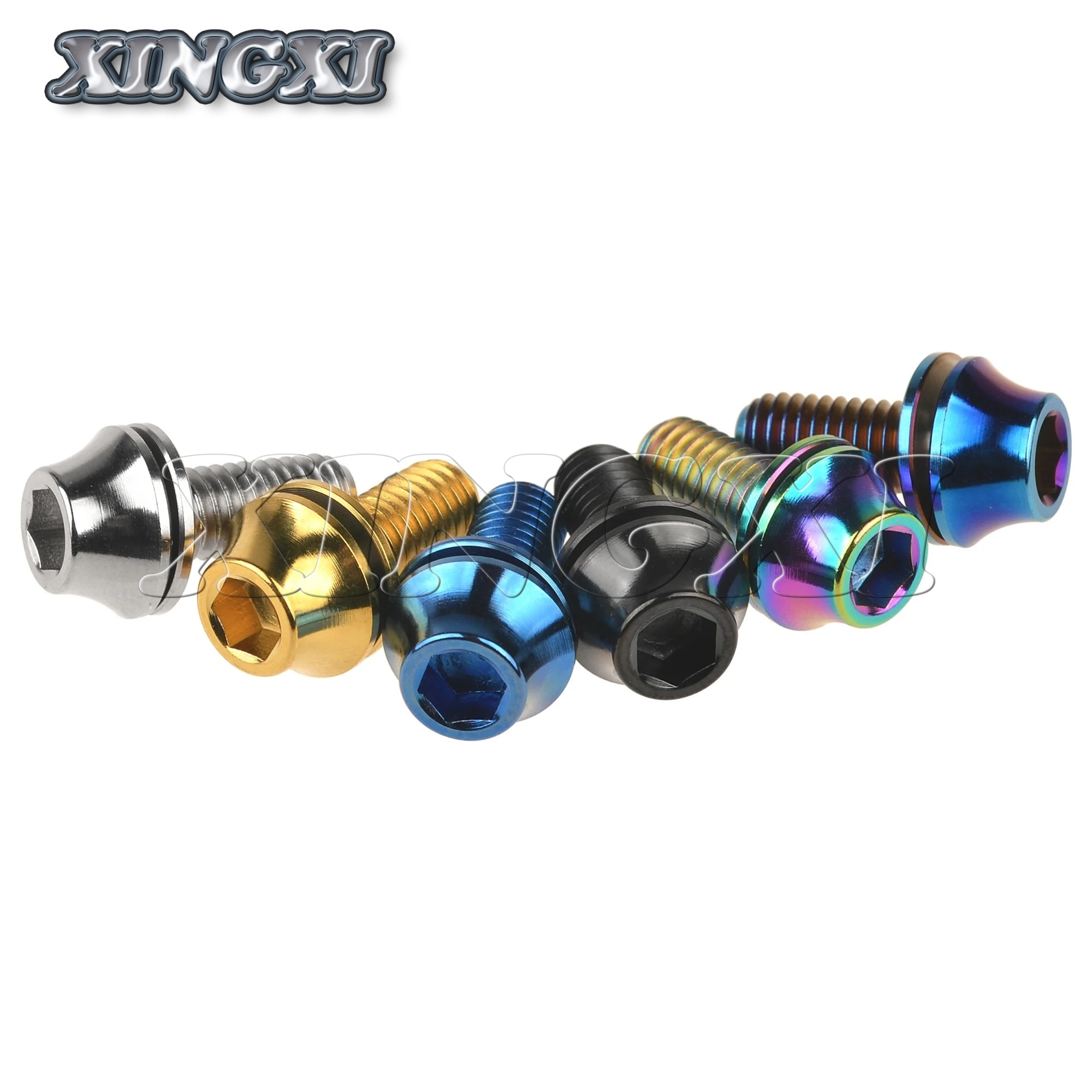 Xingxi M5x12mm Ti Alloy Bolts Titanium Screw with Washers for Bicycle Water Bottle Cage Hex Bolts Water Bottle Holder Cone Screw