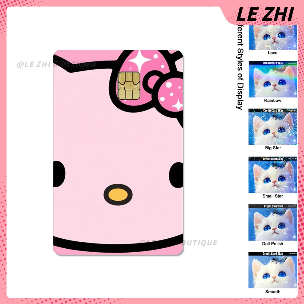 Anime Sanrio Hello Kitty Pvc Credit Card Waterproof Protective Film Sticker Diy Shining Rainbow Love Stars Film Skin Cover