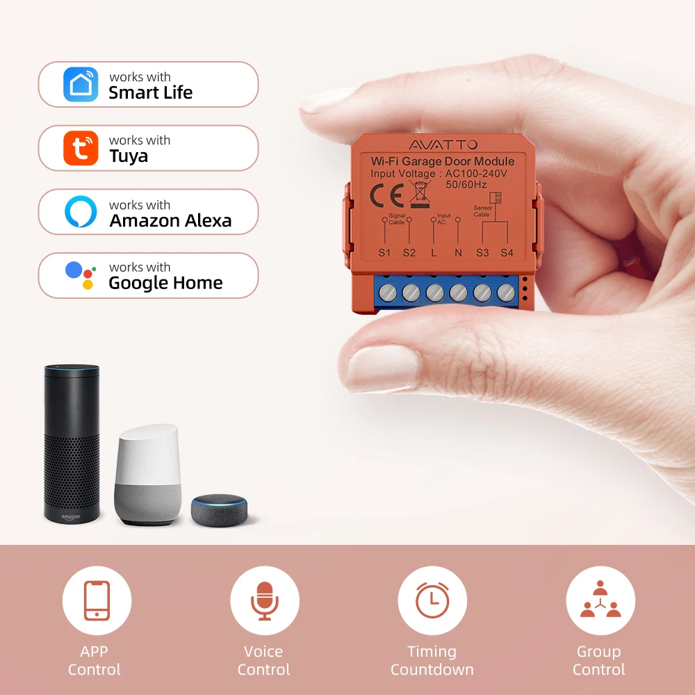 AVATTO WLAN-Garagentoröffner, Smart App Fernbedienung, Sprachsteuerung, Tor- und Türschaltermodul, kompatibel mit Tuya, Alexa, Google Home, Alice – Detail 2