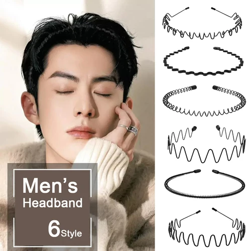 Imagen 1 del producto Diadema de Metal Unisex antideslizante Color negro ondulado aro de pelo de primavera mujeres hombres deportes al aire libre sombreros de moda simples