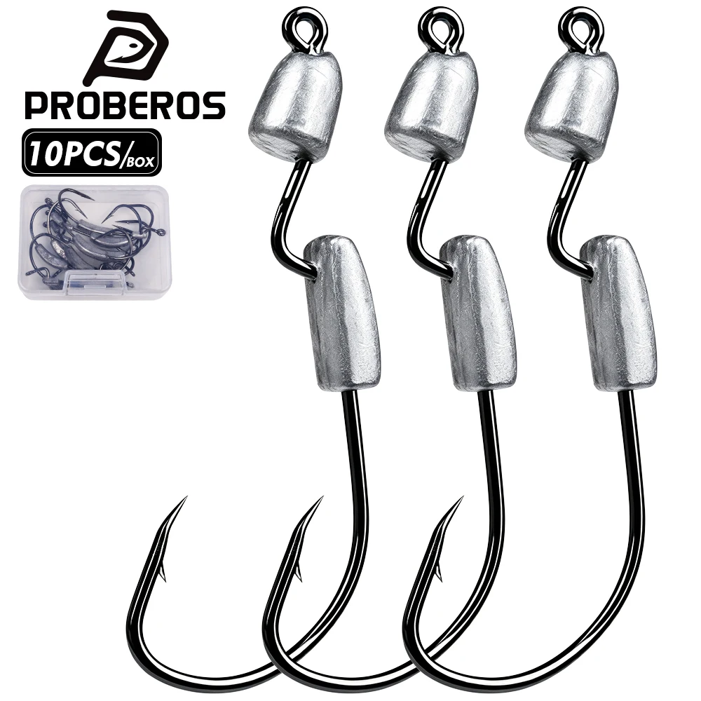 PROBEROS 10 Stück Crank Jig Head Haken 1,8g 2,7g 4,5g 5,6g Angelhaken Jigging-Köder Harter Köder Weicher Wurm Fischhaken Jighaken für Fische